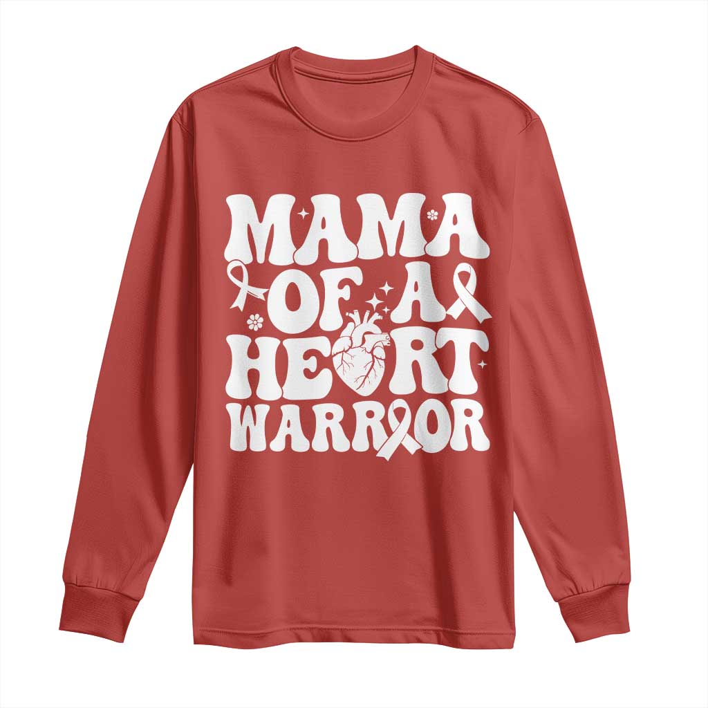 CHD Heart Disease Awareness Long Sleeve Shirt Heart Warrior Mama TS10 Red Print Your Wear