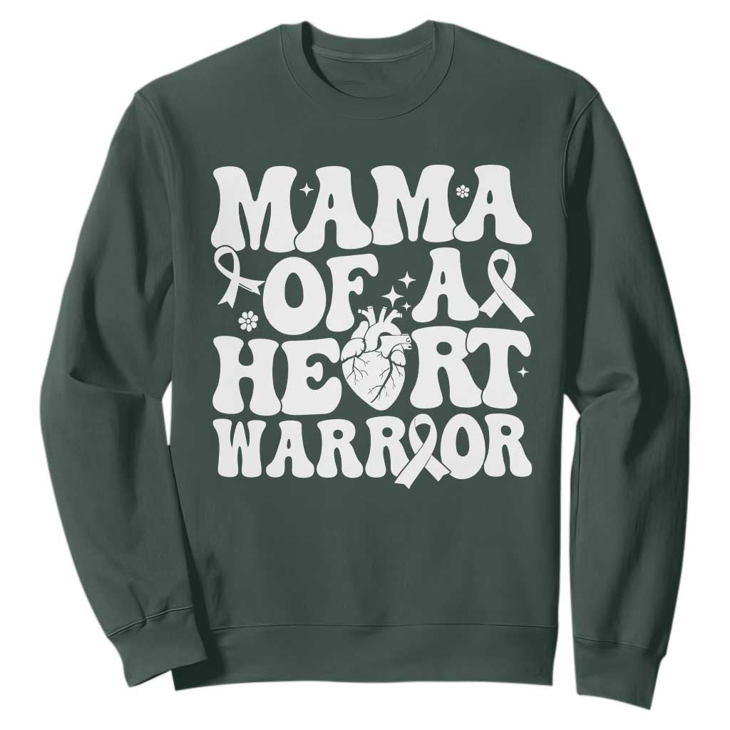 CHD Heart Disease Awareness Sweatshirt Heart Warrior Mama TS10 Dark Forest Green Print Your Wear