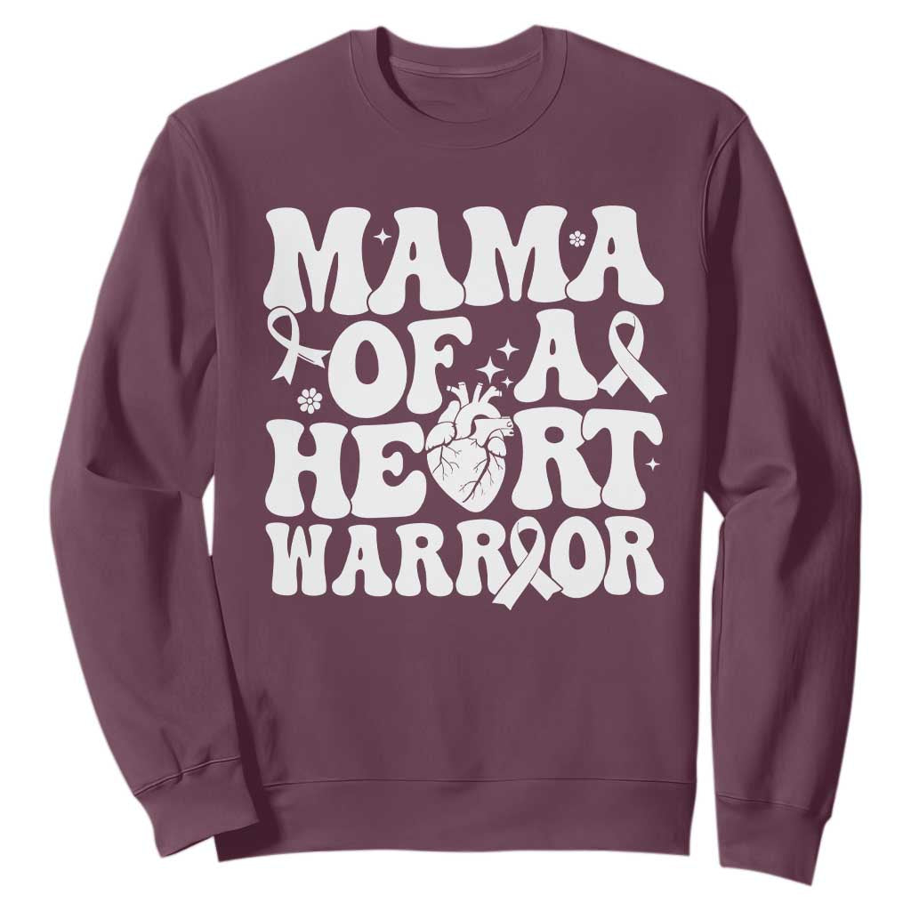 CHD Heart Disease Awareness Sweatshirt Heart Warrior Mama TS10 Maroon Print Your Wear