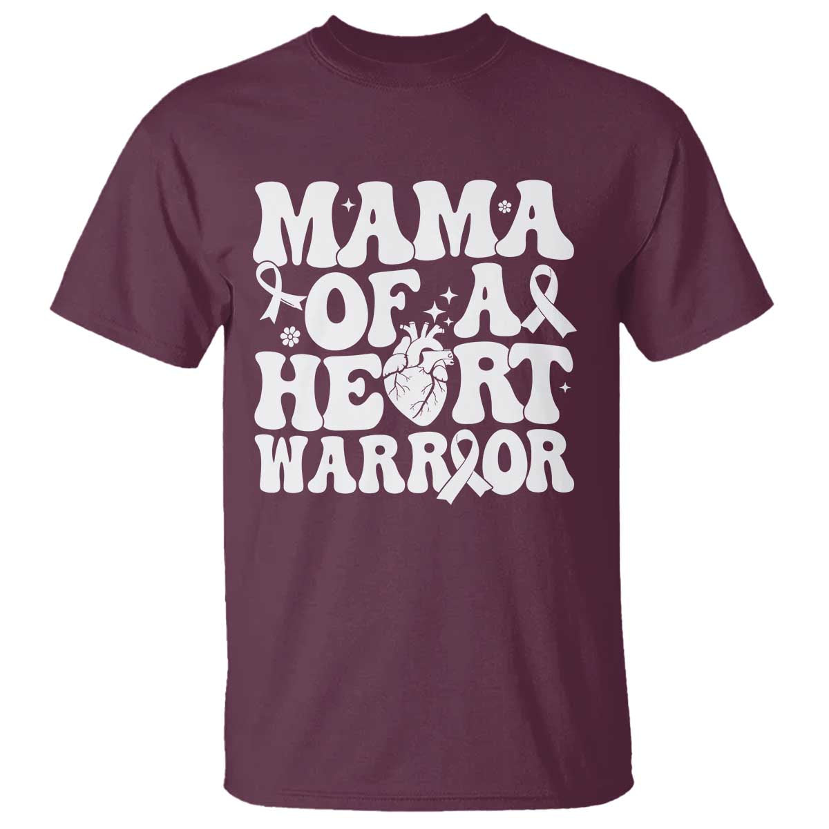 CHD Heart Disease Awareness T Shirt Heart Warrior Mama TS10 Maroon Print Your Wear