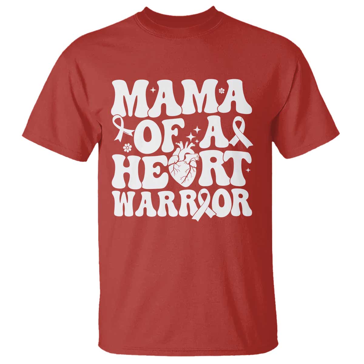 CHD Heart Disease Awareness T Shirt Heart Warrior Mama TS10 Red Print Your Wear