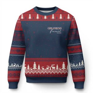 Personalized Fiancee Ugly Christmas Sweater Custom Date Girlfriend Engagement Gifts Future Mr and Mrs TS10 Navy Red Print Your Wear
