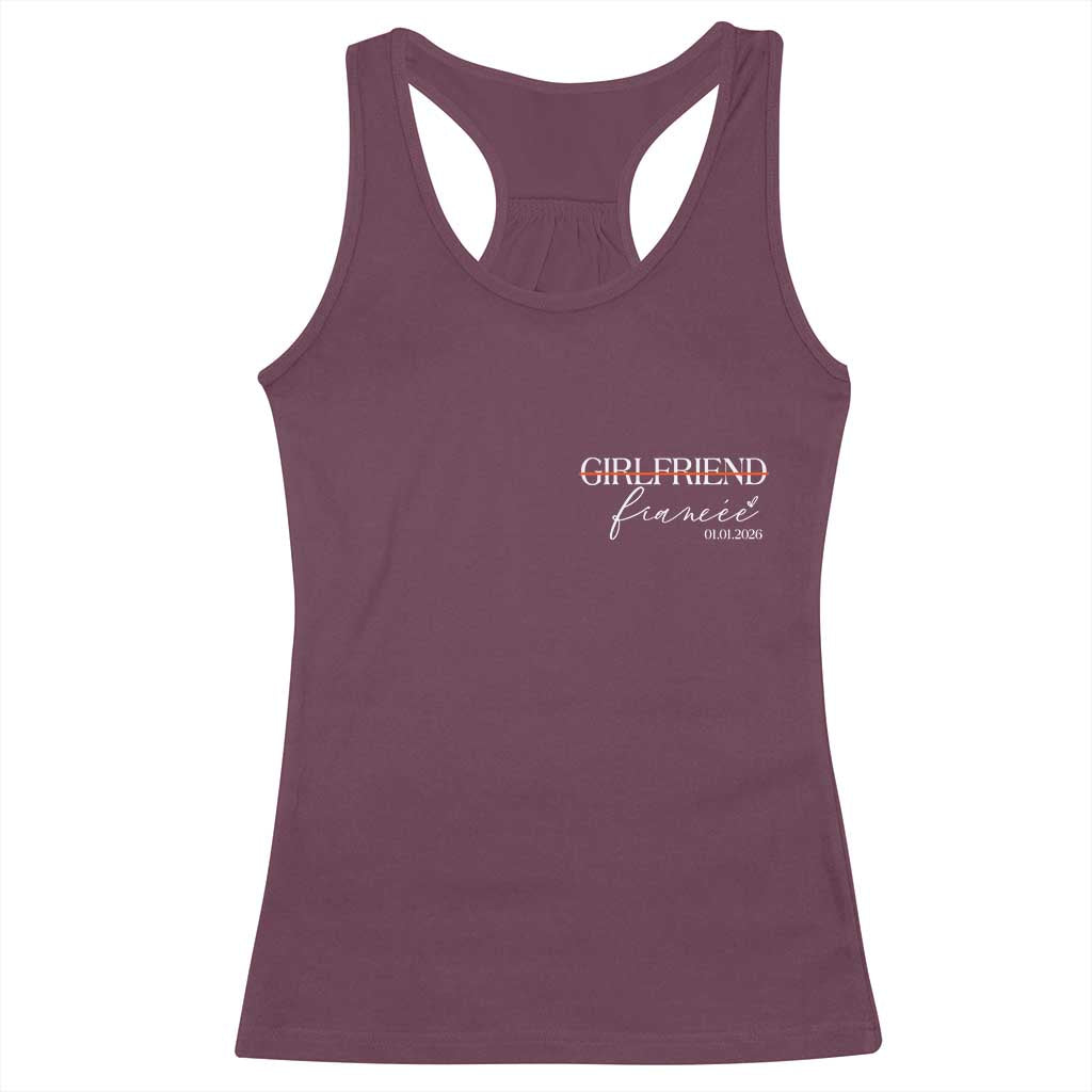 Personalized Fiancee Racerback Tank Top Custom Date Girlfriend Engagement Gifts Future Mr and Mrs TS10 Maroon Print Your Wear