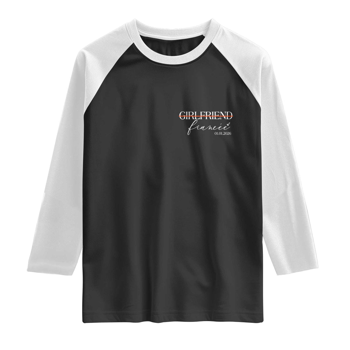 Personalized Fiancee Raglan Shirt Custom Date Girlfriend Engagement Gifts Future Mr and Mrs TS10 Black White Print Your Wear