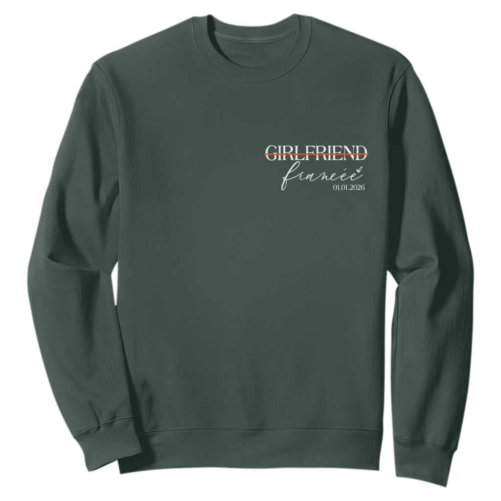 Personalized Fiancee Sweatshirt Custom Date Girlfriend Engagement Gifts Future Mr and Mrs TS10 Dark Forest Green Print Your Wear