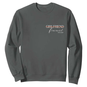 Personalized Fiancee Sweatshirt Custom Date Girlfriend Engagement Gifts Future Mr and Mrs TS10 Dark Heather Print Your Wear