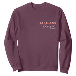 Personalized Fiancee Sweatshirt Custom Date Girlfriend Engagement Gifts Future Mr and Mrs TS10 Maroon Print Your Wear