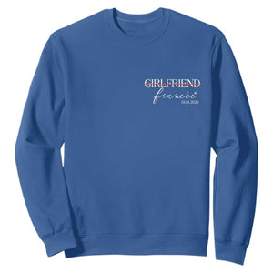 Personalized Fiancee Sweatshirt Custom Date Girlfriend Engagement Gifts Future Mr and Mrs TS10 Royal Blue Print Your Wear