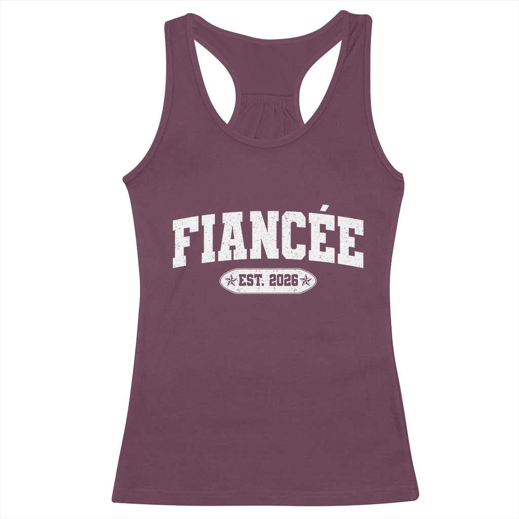 Fiancee Est 2026 Racerback Tank Top Future Mrs. and Mr. Bridal Shower Engagement Gift TS10 Maroon Print Your Wear