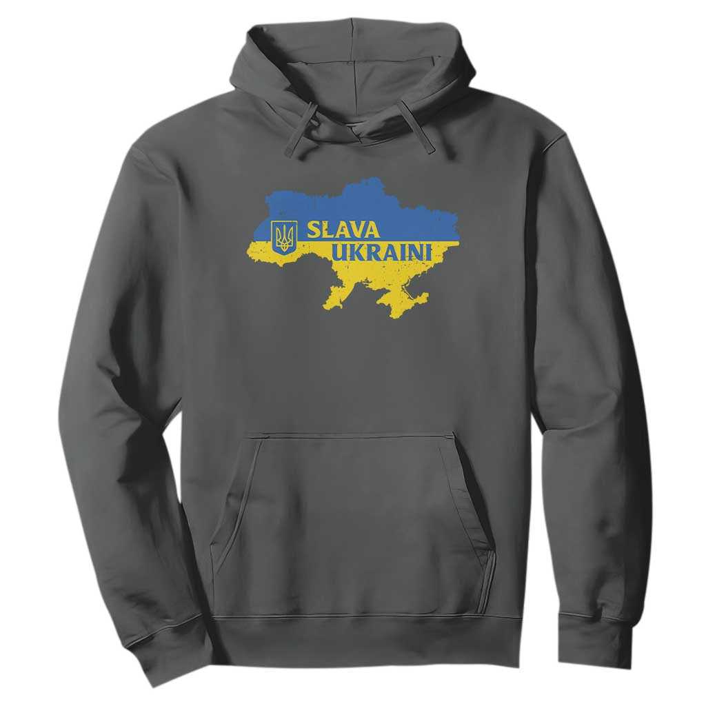 Slava Ukraini Hoodie Ukrainian Ukraine Flag Pride TS10 Dark Heather Print Your Wear