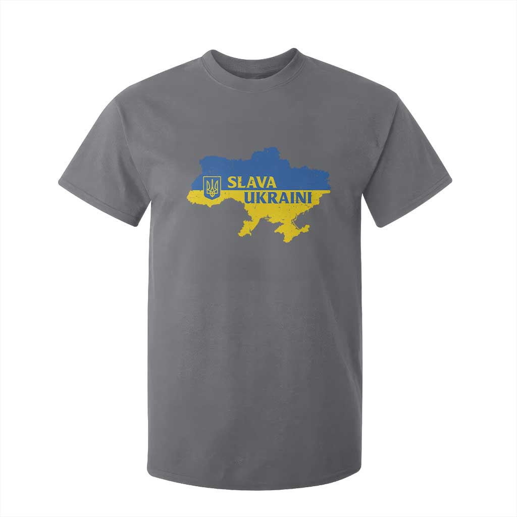Slava Ukraini T Shirt For Kid Ukrainian Ukraine Flag Pride TS10 Charcoal Print Your Wear