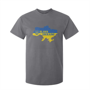 Slava Ukraini T Shirt For Kid Ukrainian Ukraine Flag Pride TS10 Charcoal Print Your Wear