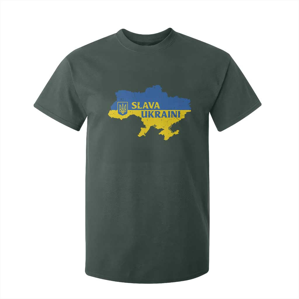 Slava Ukraini T Shirt For Kid Ukrainian Ukraine Flag Pride TS10 Dark Forest Green Print Your Wear