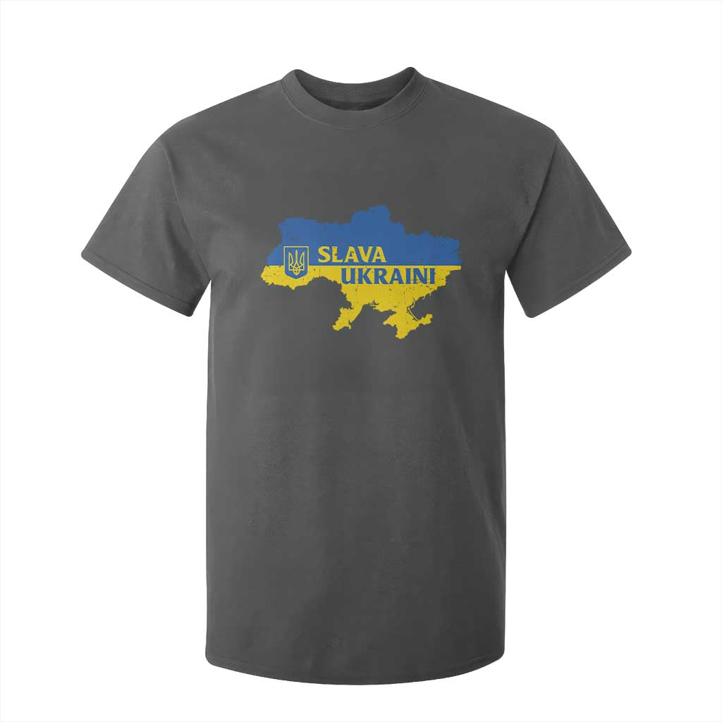 Slava Ukraini T Shirt For Kid Ukrainian Ukraine Flag Pride TS10 Dark Heather Print Your Wear