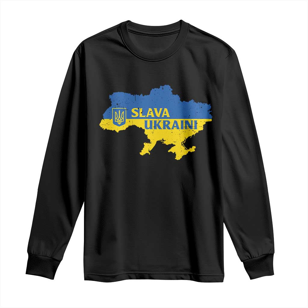 Slava Ukraini Long Sleeve Shirt Ukrainian Ukraine Flag Pride TS10 Black Print Your Wear