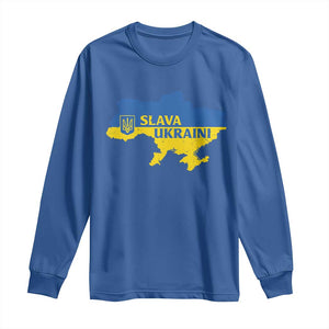 Slava Ukraini Long Sleeve Shirt Ukrainian Ukraine Flag Pride TS10 Royal Blue Print Your Wear