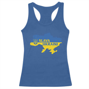 Slava Ukraini Racerback Tank Top Ukrainian Ukraine Flag Pride TS10 Royal Blue Print Your Wear