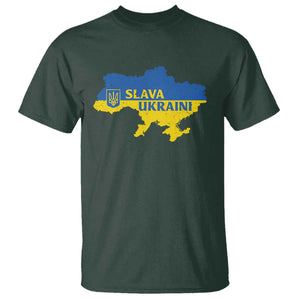 Slava Ukraini T Shirt Ukrainian Ukraine Flag Pride TS10 Dark Forest Green Print Your Wear