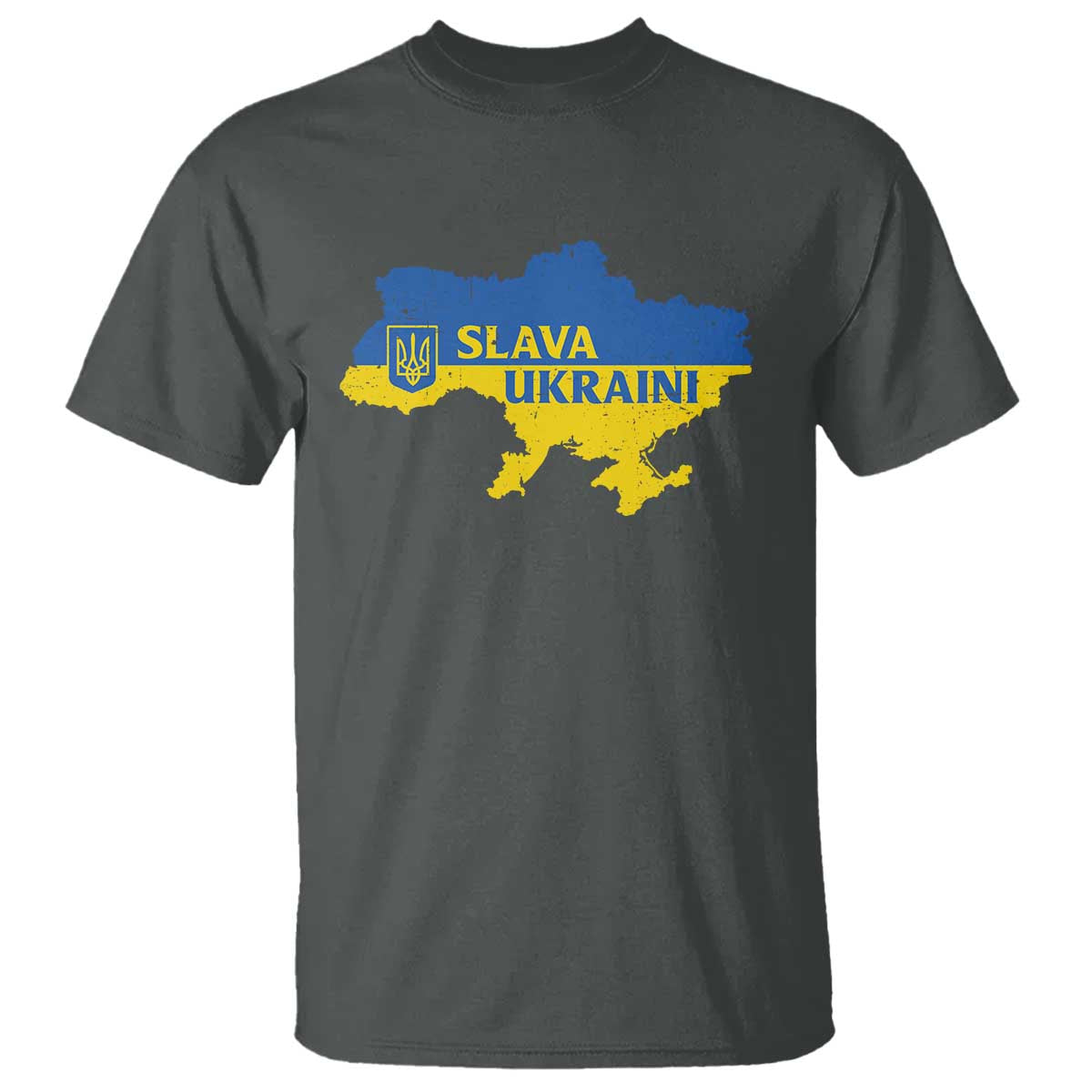 Slava Ukraini T Shirt Ukrainian Ukraine Flag Pride TS10 Dark Heather Print Your Wear