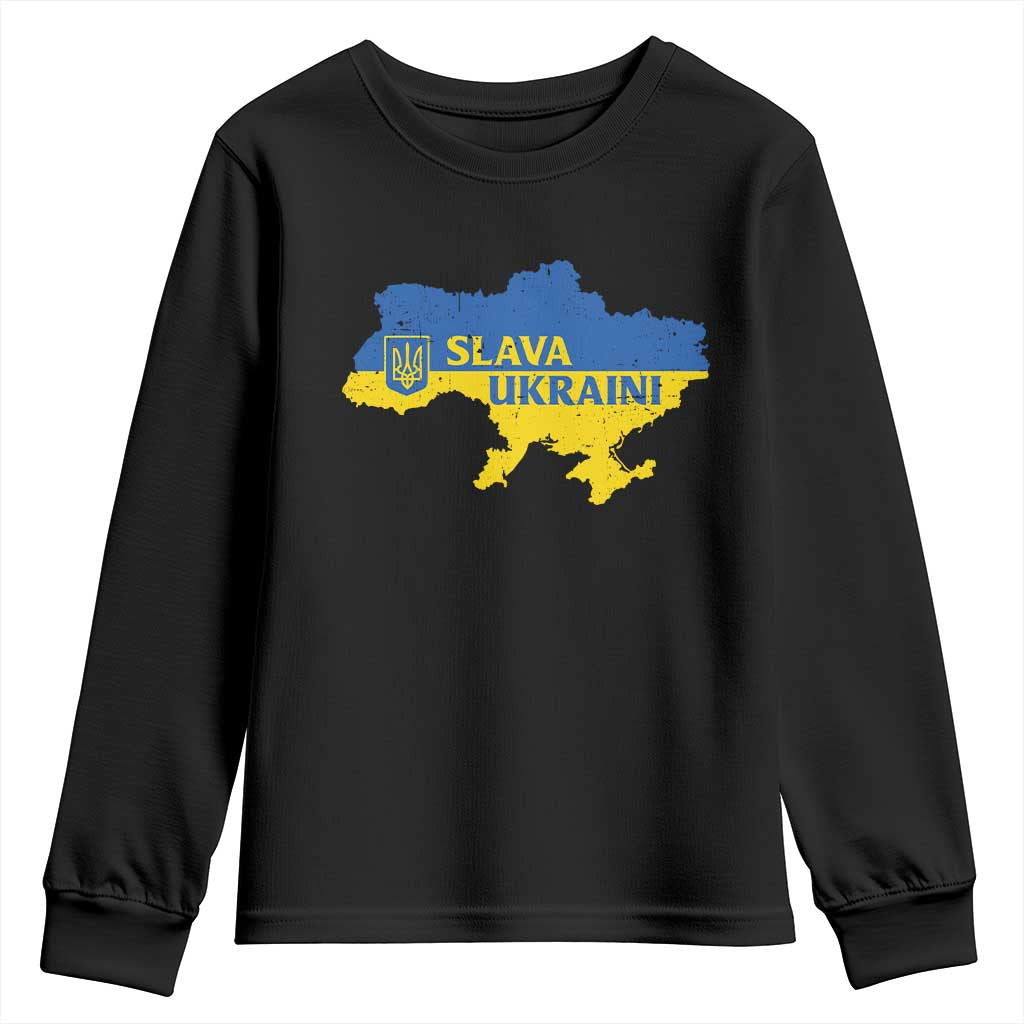 Slava Ukraini Youth Sweatshirt Ukrainian Ukraine Flag Pride TS10 Black Print Your Wear