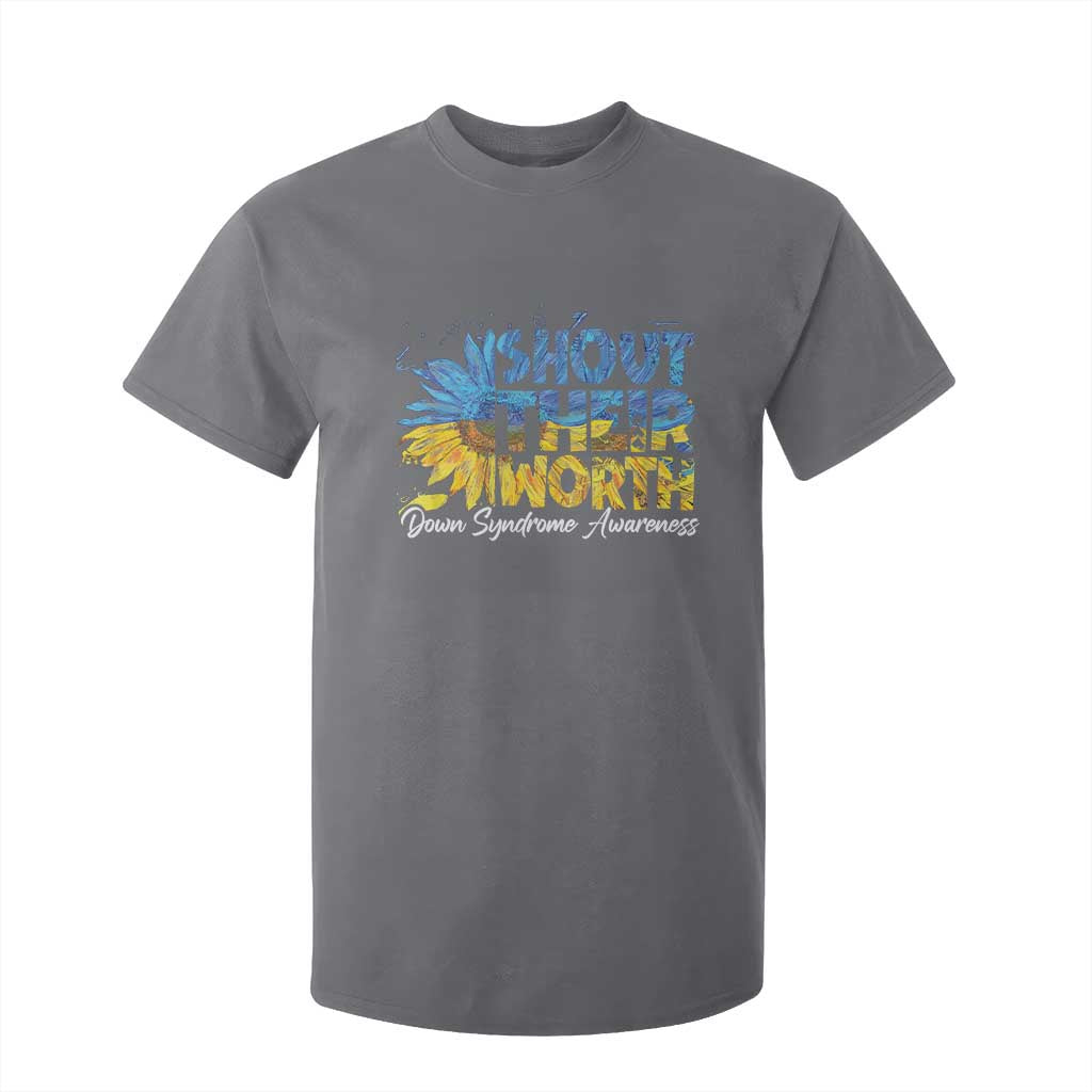 Down Syndrome Awareness Sunflower T Shirt For Kid Shout Their Worth TS10 Charcoal Print Your Wear