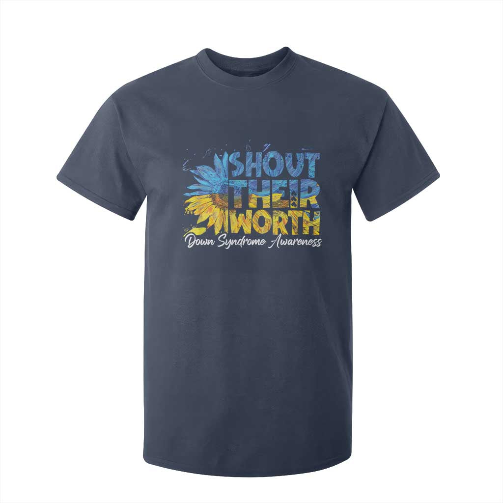 Down Syndrome Awareness Sunflower T Shirt For Kid Shout Their Worth TS10 Navy Print Your Wear