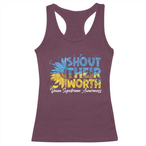 Down Syndrome Awareness Sunflower Racerback Tank Top Shout Their Worth TS10 Maroon Print Your Wear