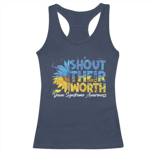 Down Syndrome Awareness Sunflower Racerback Tank Top Shout Their Worth TS10 Navy Print Your Wear