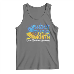 Down Syndrome Awareness Sunflower Tank Top Shout Their Worth TS10 Black Heather Print Your Wear