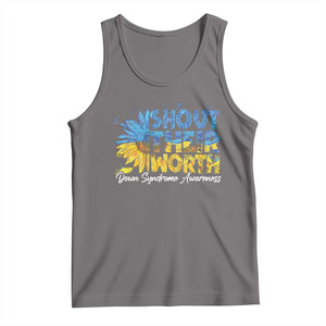 Down Syndrome Awareness Sunflower Tank Top Shout Their Worth TS10 Deep Heather Print Your Wear