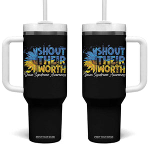 Down Syndrome Awareness Sunflower Tumbler With Handle Shout Their Worth TS10 One Size: 40 oz Black Print Your Wear