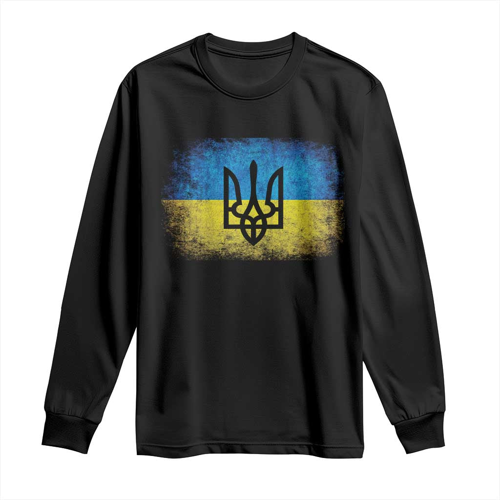 Vintage Ukraine Ukrainian Flag Long Sleeve Shirt Ukrainians Gifts TS10 Black Print Your Wear