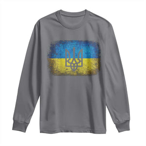 Vintage Ukraine Ukrainian Flag Long Sleeve Shirt Ukrainians Gifts TS10 Charcoal Print Your Wear