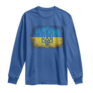 Vintage Ukraine Ukrainian Flag Long Sleeve Shirt Ukrainians Gifts TS10 Royal Blue Print Your Wear