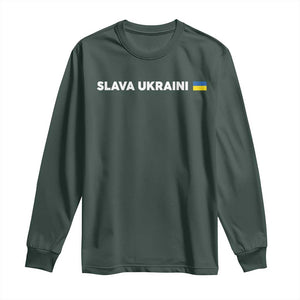 Slava Ukraini Ukraine Flag Long Sleeve Shirt Ukrainian Pride TS10 Dark Forest Green Print Your Wear