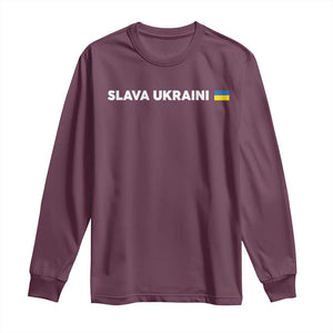 Slava Ukraini Ukraine Flag Long Sleeve Shirt Ukrainian Pride TS10 Maroon Print Your Wear