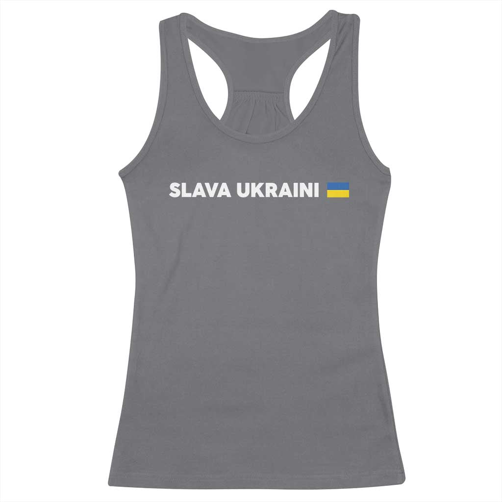Slava Ukraini Ukraine Flag Racerback Tank Top Ukrainian Pride TS10 Charcoal Print Your Wear