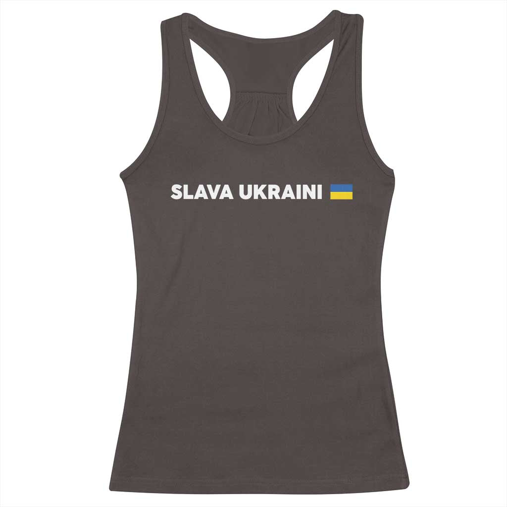 Slava Ukraini Ukraine Flag Racerback Tank Top Ukrainian Pride TS10 Dark Chocolate Print Your Wear