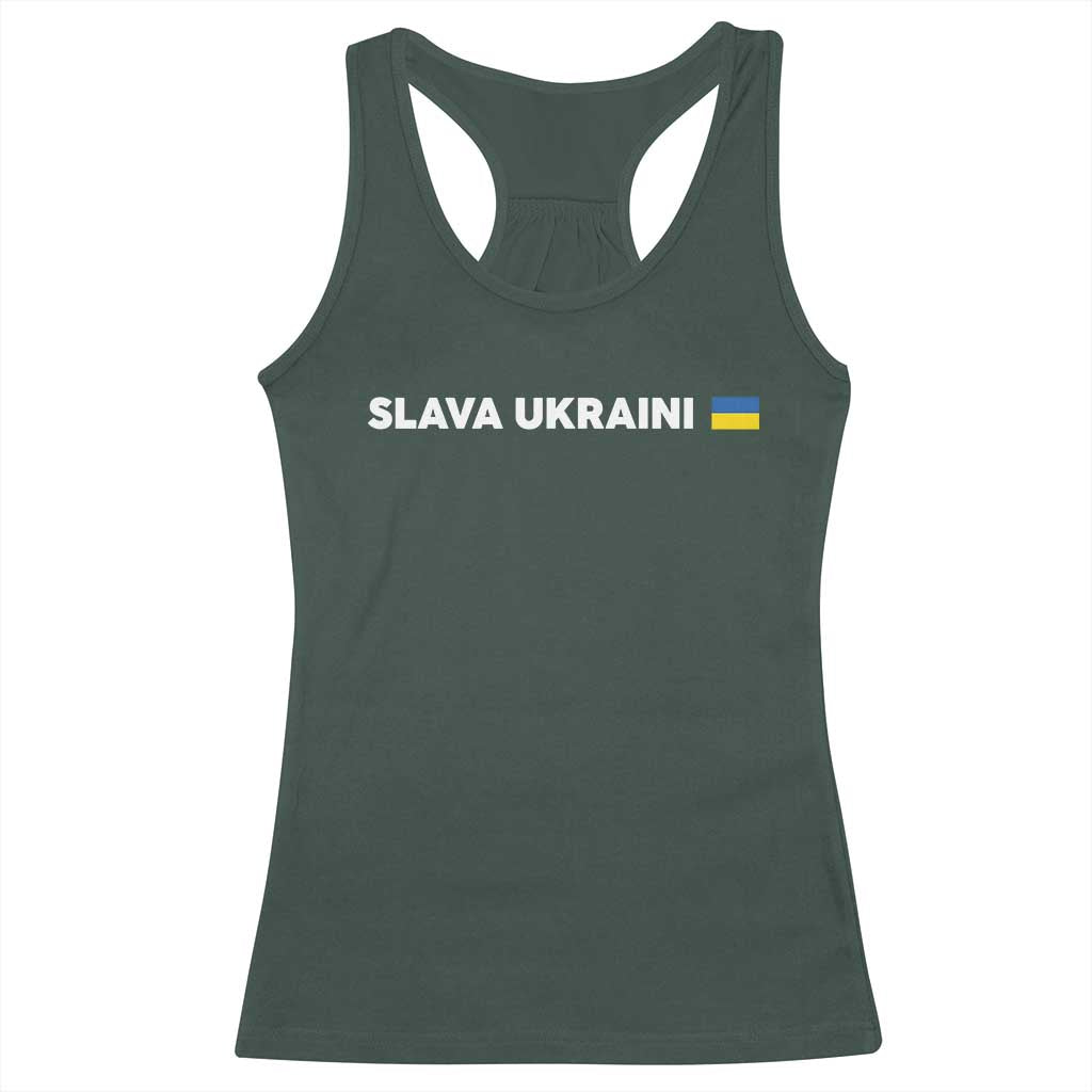 Slava Ukraini Ukraine Flag Racerback Tank Top Ukrainian Pride TS10 Dark Forest Green Print Your Wear