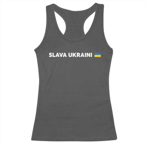 Slava Ukraini Ukraine Flag Racerback Tank Top Ukrainian Pride TS10 Dark Heather Print Your Wear