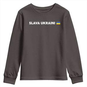 Slava Ukraini Ukraine Flag Youth Sweatshirt Ukrainian Pride TS10 Dark Chocolate Print Your Wear