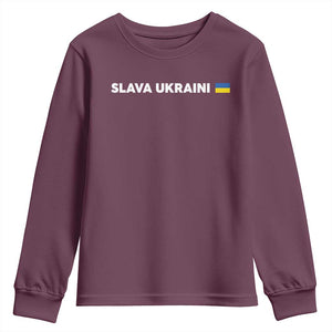 Slava Ukraini Ukraine Flag Youth Sweatshirt Ukrainian Pride TS10 Maroon Print Your Wear