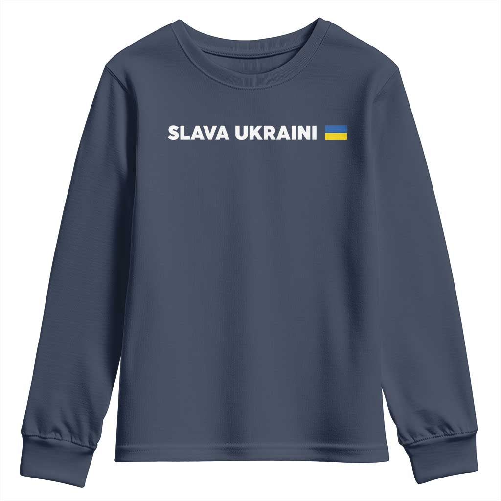 Slava Ukraini Ukraine Flag Youth Sweatshirt Ukrainian Pride TS10 Navy Print Your Wear