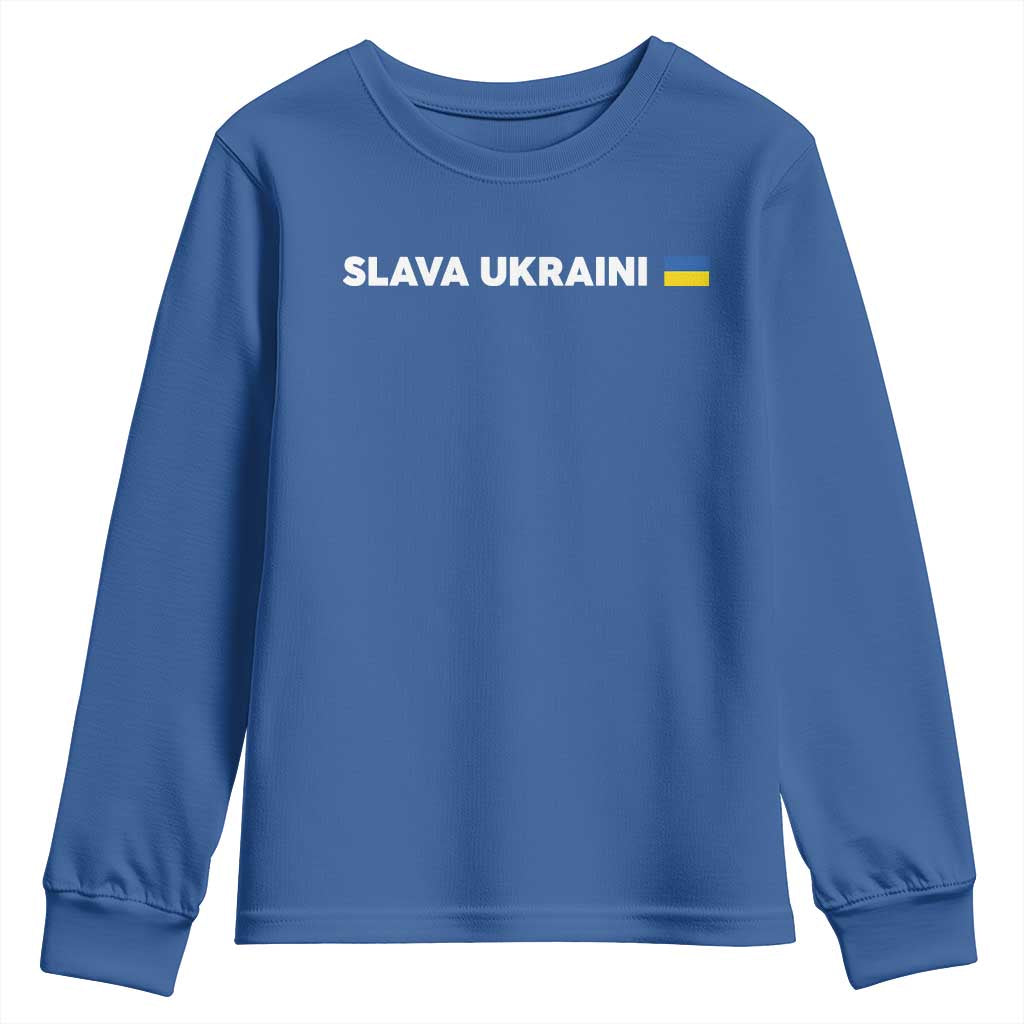 Slava Ukraini Ukraine Flag Youth Sweatshirt Ukrainian Pride TS10 Royal Blue Print Your Wear