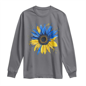 Sunflower Ukraine Flag Long Sleeve Shirt Patriot Patriotic Ukraine Ukrainian National Flag TS10 Charcoal Print Your Wear