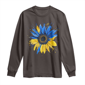 Sunflower Ukraine Flag Long Sleeve Shirt Patriot Patriotic Ukraine Ukrainian National Flag TS10 Dark Chocolate Print Your Wear