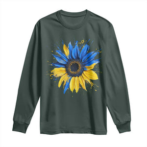 Sunflower Ukraine Flag Long Sleeve Shirt Patriot Patriotic Ukraine Ukrainian National Flag TS10 Dark Forest Green Print Your Wear