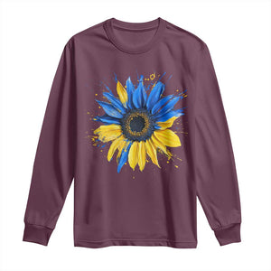 Sunflower Ukraine Flag Long Sleeve Shirt Patriot Patriotic Ukraine Ukrainian National Flag TS10 Maroon Print Your Wear