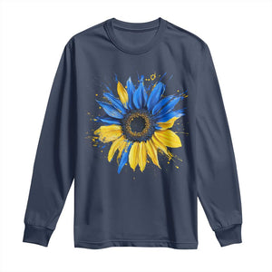 Sunflower Ukraine Flag Long Sleeve Shirt Patriot Patriotic Ukraine Ukrainian National Flag TS10 Navy Print Your Wear