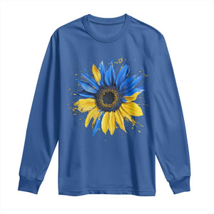 Sunflower Ukraine Flag Long Sleeve Shirt Patriot Patriotic Ukraine Ukrainian National Flag TS10 Royal Blue Print Your Wear